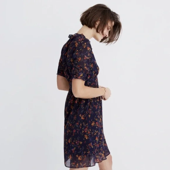 Madewell Blue Floral Dress Sz 4 - Picture 7 of 7